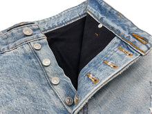 画像をギャラリービューアに読み込む, 新品同様 激レア BALENCIAGA バレンシアガ SLASHED デニムパンツ レイヤード ダメージ加工 21FW ブルー レッド M 662764 TBP46 中古 60194