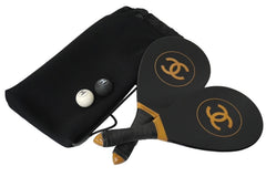 Very good condition CHANEL Cocomark Ping Pong Set Racket Rubber Ball Rubber Wooden Used 60202