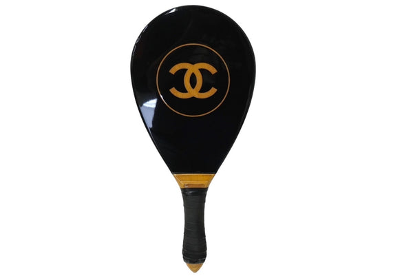 Very good condition CHANEL Cocomark Ping Pong Set Racket Rubber Ball Rubber Wooden Used 60202