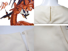 Load image into Gallery viewer, 極美品 HERMES エルメス ワンピース チュニック カレ フラミンゴ柄 シルク100% アイボリー オレンジ パープル サイズ34 中古 60214