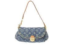 画像をギャラリービューアに読み込む, LOUIS VUITTON ルイヴィトン モノグラムデニム ミニ プリ―ティ ワンショルダーバッグ ブルー M95050 ロゴ 美品 中古 60241