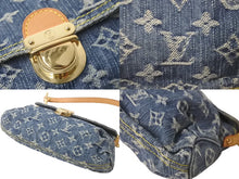画像をギャラリービューアに読み込む, LOUIS VUITTON ルイヴィトン モノグラムデニム ミニ プリ―ティ ワンショルダーバッグ ブルー M95050 ロゴ 美品 中古 60241