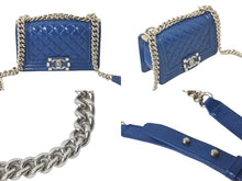 画像をギャラリービューアに読み込む, CHANEL シャネル ボーイシャネル20 パテント ショルダーバッグ ブルー ココマーク シルバー金具 美品 中古 60307