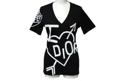 Christian Dior Christian Dior Short Sleeve V-neck T-shirt 4A16155957 Black White Cotton Good Condition Used 60318