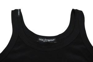 DOLCE&GABBANA ドルチェアンドガッバーナ タンクトップ ノースリーブ サイズ38 ブラック DGロゴ コットン JTJ3K 美品 中古 60328