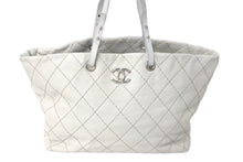 画像をギャラリービューアに読み込む, CHANEL シャネル ココマーク トートバッグ オンザロード 13番台 ワイルドステッチ レザー グレー シルバー金具 美品 中古 60349