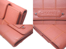 画像をギャラリービューアに読み込む, CHANEL シャネル チョコバー 三つ折り財布 10番台 レザー オレンジ 小銭入れ付き 美品 中古 60352