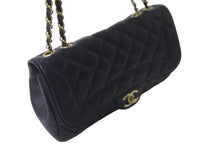 画像をギャラリービューアに読み込む, 極美品 CHANEL シャネル チェーンショルダーバッグ シングルフラップ マトラッセ23 21番台 ラムスキン ネイビー ゴールド金具 中古 60362