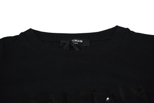 極美品 BALMAIN バルマン 半袖Ｔシャツ トップス ブラック サイズ6A スパンコール コットン 6M8071 MA030 中古 60389