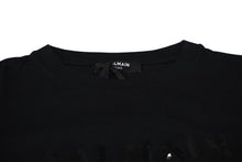 画像をギャラリービューアに読み込む, 極美品 BALMAIN バルマン 半袖Ｔシャツ トップス ブラック サイズ6A スパンコール コットン 6M8071 MA030 中古 60389