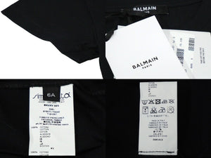 極美品 BALMAIN バルマン 半袖Ｔシャツ トップス ブラック サイズ6A スパンコール コットン 6M8071 MA030 中古 60389