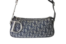 画像をギャラリービューアに読み込む, Christian Dior クリスチャンディオール ワンショルダー ハンドバッグ トロッター シルバー金具 ネイビー 美品 中古 60417