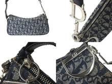 画像をギャラリービューアに読み込む, Christian Dior クリスチャンディオール ワンショルダー ハンドバッグ トロッター シルバー金具 ネイビー 美品 中古 60417
