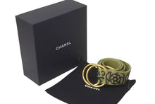 画像をギャラリービューアに読み込む, 極美品 CHANEL シャネル ベルト リングベルト グラフィティ B15S コットンキャンバス カーキ ゴールド金具 中古 60458