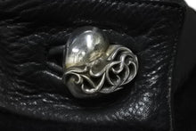 画像をギャラリービューアに読み込む, CHROME HEARTS クロムハーツ フード付きフローラルハートボタンレザー切替カシミヤコート ブラック サイズXS 中古 60473