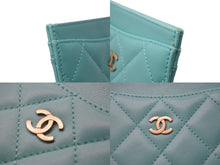 画像をギャラリービューアに読み込む, CHANEL シャネル カードケース マトラッセ ココマーク ラムスキン グリーン 27番台 ゴールド金具 美品 中古 60545