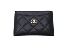 画像をギャラリービューアに読み込む, 極美品 CHANEL シャネル カードケース 22番台 ココマーク ブラック キャビアスキン ゴールド金具 中古 60548
