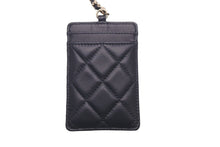 Load image into Gallery viewer, 極美品 CHANEL シャネル カードケース マトラッセ チェーンストラップ ラムスキン A01745 ブラック ゴールド金具 中古 60551