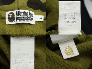 A BATHING APE アベイシングエイプ シャークフードジャケット グリーンカモフラージュ 001LJB201024X サイズL 美品 中古 60587