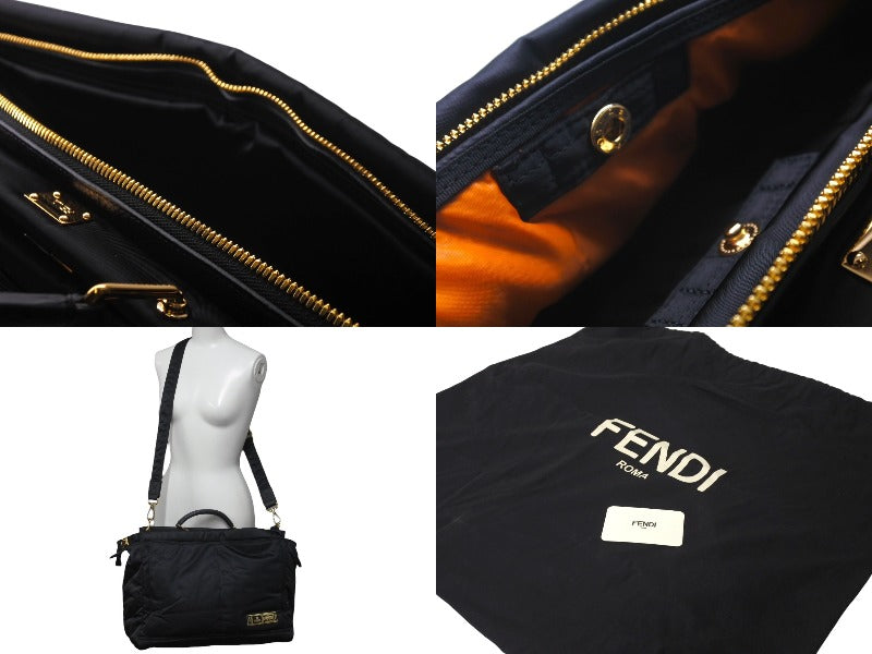 極美品 FENDI フェンディ × PORTER ポーター 2WAYハンドバッグ ピーカブー 7VA388 ナイロン ブラック ゴールド金具 中古  60590 – Casanova Vintage