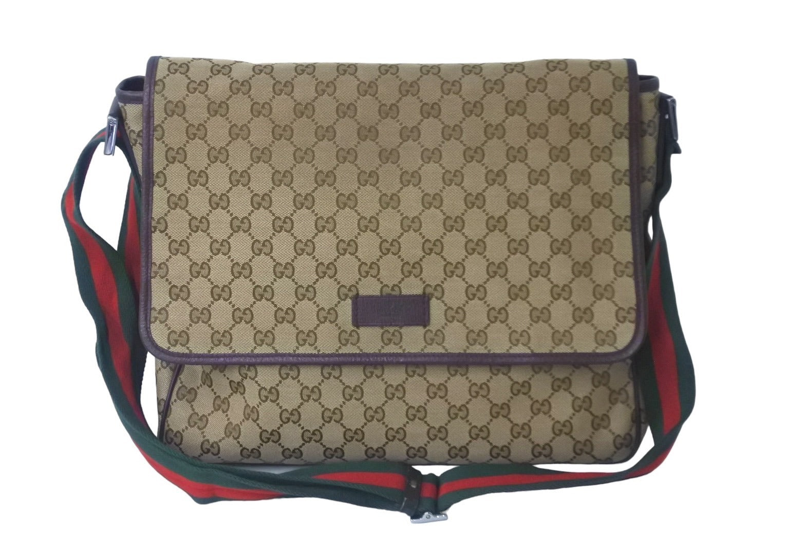 GUCCI グッチ ウェブストラップメッセンジャー ショルダーバッグ 233052 GGキャンバス シェリーライン ブラウン 中古 60623 –  Casanova Vintage