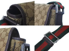 Load image into Gallery viewer, GUCCI グッチ ウェブストラップメッセンジャー ショルダーバッグ 233052 GGキャンバス シェリーライン ブラウン 中古 60623