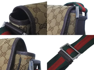 GUCCI グッチ ウェブストラップメッセンジャー ショルダーバッグ 233052 GGキャンバス シェリーライン ブラウン 中古 60623