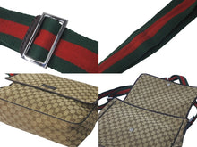 Load image into Gallery viewer, GUCCI グッチ ウェブストラップメッセンジャー ショルダーバッグ 233052 GGキャンバス シェリーライン ブラウン 中古 60623