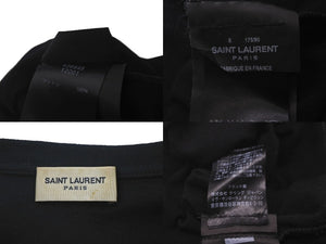 SAINT LAURENT PARIS サンローランパリ 半袖Ｔシャツ 音符 436948 ラインストーントーン コットン ブラック S 美品 中古 60703