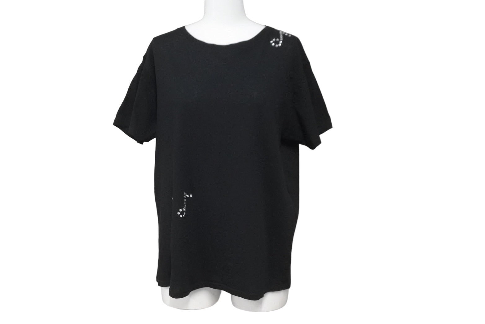 SAINT LAURENT PARIS サンローランパリ 半袖Ｔシャツ 音符 436948 ラインストーントーン コットン ブラック S 美品 中古  60703 – Casanova Vintage