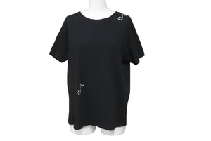 SAINT LAURENT PARIS サンローランパリ 半袖Ｔシャツ 音符 436948 ラインストーントーン コットン ブラック S 美品 中古 60703