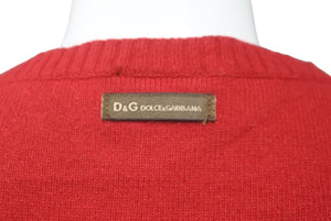 DOLCE&GABBANA ドルチェアンドガッバーナ ニット ベスト レッド Vネック サイズS イタリア製 美品 中古 60716