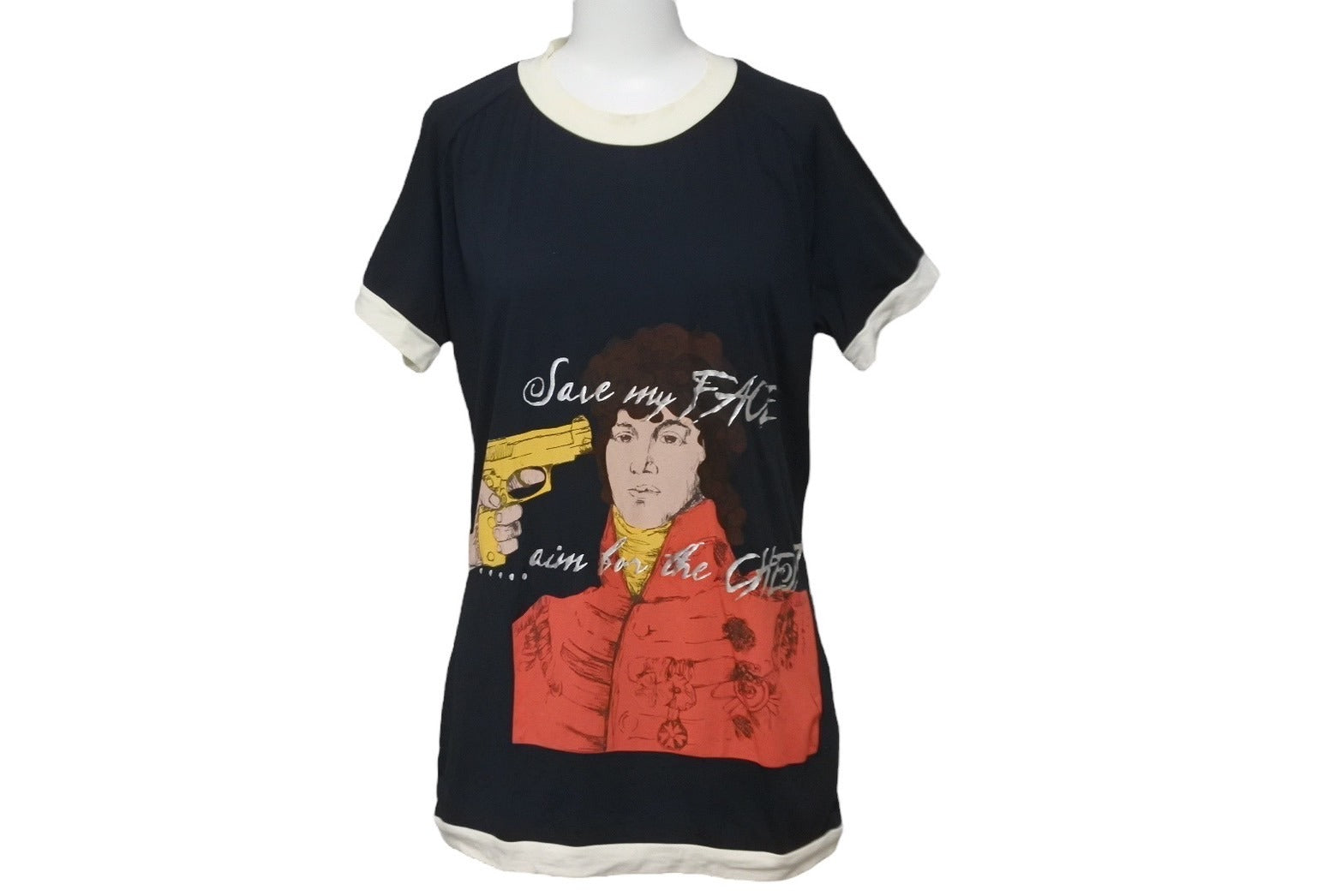 JOHN GALLIANO ジョンガリアーノ 半袖Ｔシャツ プリント ネイビー コットン ポリウレタン サイズS AUIU717S 美品 中古  60725 – Casanova Vintage