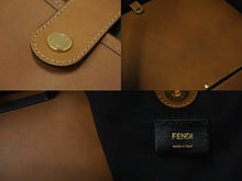 Load image into Gallery viewer, FENDI フェンディ バスケットバッグ ペカン柄 折りたたみ式 キャンバス レザー 7VA489 ゴールド金具 美品 中古 60804