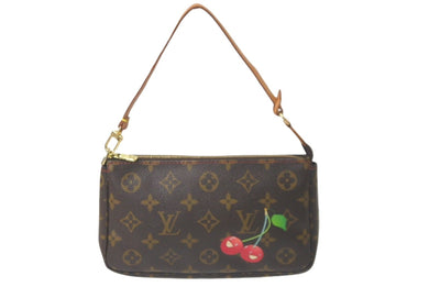 LOUIS VUITTON ルイヴィトン ポシェット アクセソワール ブラウン モノグラム チェリー 村上隆 M95008 美品 中古 60950