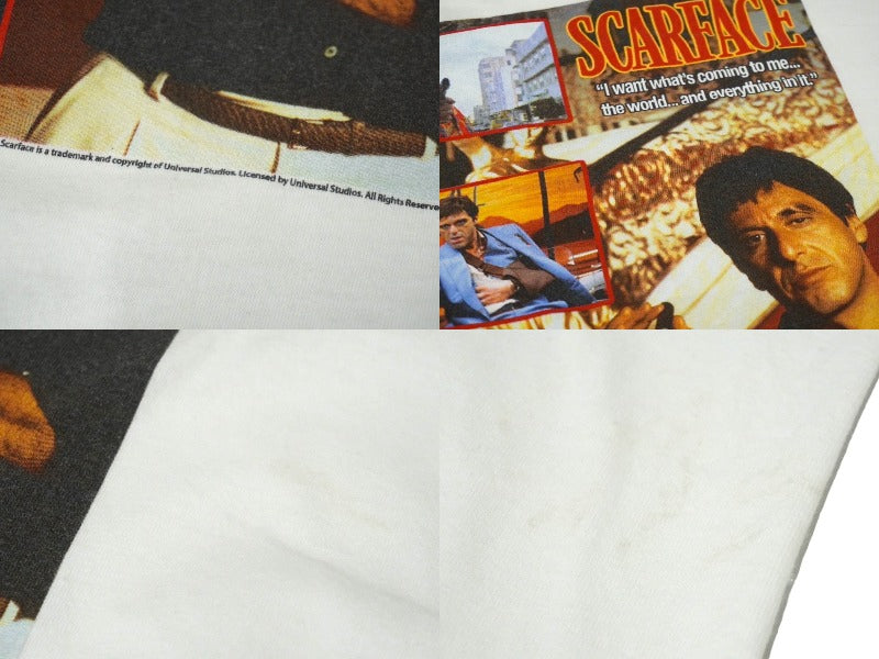 SCARFACE スカーフェイス Universal Studios 半袖Ｔシャツ ホワイト コットン サイズXL 716068540081 良品  中古 60965 – Casanova Vintage