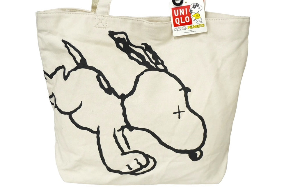 新品未使用品 KAWS×UNIQLO カウズ×ユニクロ トートバッグ ピーナッツ 401707 シルバー金具 中古 60967