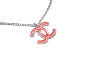 CHANEL Necklace Choker Coco Mark 04 P Made in France Orange Silver Good Condition Used 61020