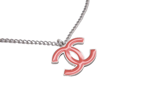 CHANEL Necklace Choker Coco Mark 04 P Made in France Orange Silver Good Condition Used 61020