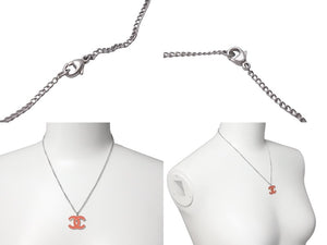CHANEL Necklace Choker Coco Mark 04 P Made in France Orange Silver Good Condition Used 61020