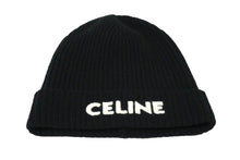 Load image into Gallery viewer, 極美品 CELINE セリーヌ エンブロイダリー ロゴ ニットキャップ ブラック ウール ビーニー 現行 2A25R535Q ONE SIZE 中古 61028