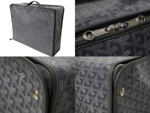 GOYARD ゴヤール トランク カラベル50 折りたたみ可能 ヘリンボーン柄 オーダーカラー グレー シルバー金具 美品 中古 61143