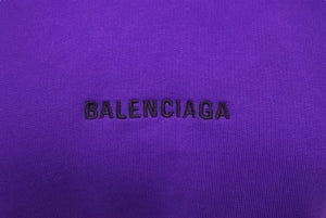 BALENCIAGA バレンシアガ オーバーサイズ パーカー 22AW ロゴ刺繍 パープル コットン サイズM 578135TNVH1 美品 中古 61163