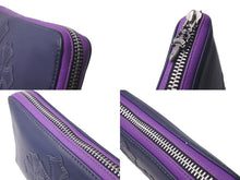 画像をギャラリービューアに読み込む, CHROME HEARTS クロムハーツ RECFZIP 3セメタリークロスパッチ ラウンドジップ 長財布 ノベルティレザー パープル 美品 中古 61178