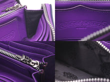 画像をギャラリービューアに読み込む, CHROME HEARTS クロムハーツ RECFZIP 3セメタリークロスパッチ ラウンドジップ 長財布 ノベルティレザー パープル 美品 中古 61178