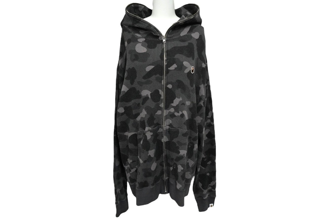 A BATHING APE アベイシングエイプ カラーカモ フーディー パーカー サイズ2XL ブラック グレー 1J30115013 美品 中古 61188