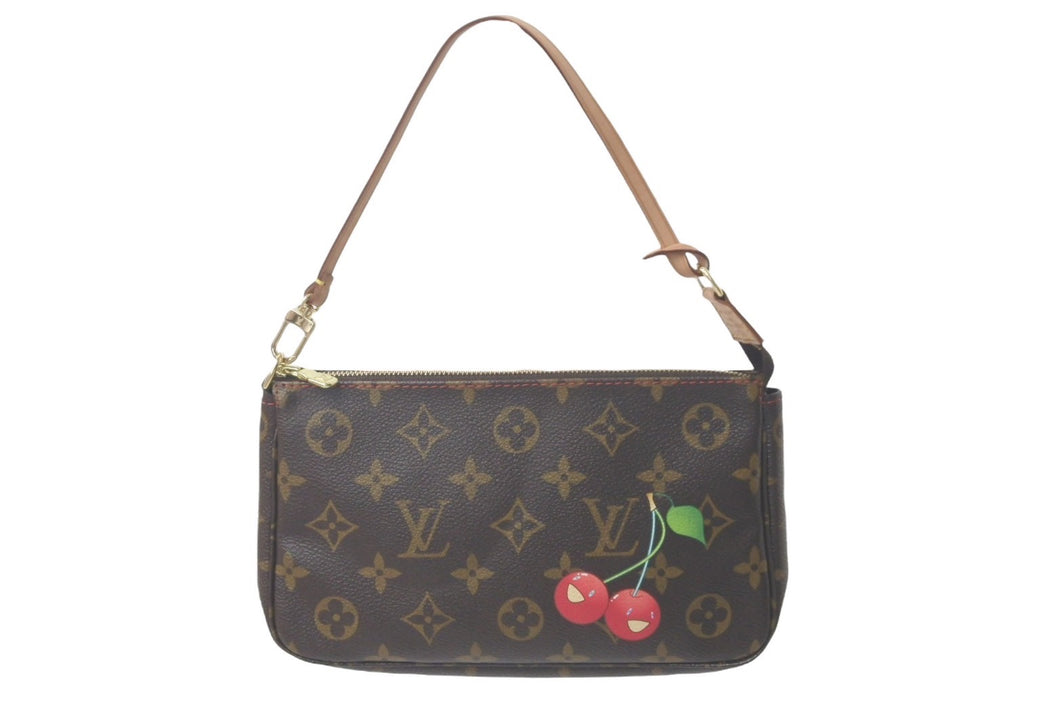 LOUIS VUITTON ルイヴィトン ポシェット アクセソワール ブラウン モノグラム チェリー 村上隆 M95008 美品 中古 61224