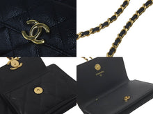 Load image into Gallery viewer, 新品同様品 CHANEL シャネル チェーンショルダーバッグ ココマーク ランダム キャビアスキン ブラック ゴールド金具 中古 61406