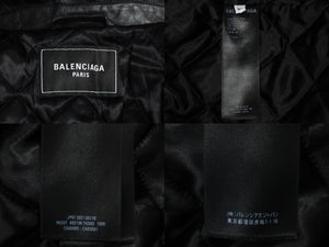 極美品 21秋ランウェイ BALENCIAGA バレンシアガ オーバーサイズレザージャケット 662134 カーフ ブラック サイズ44 中古 61433