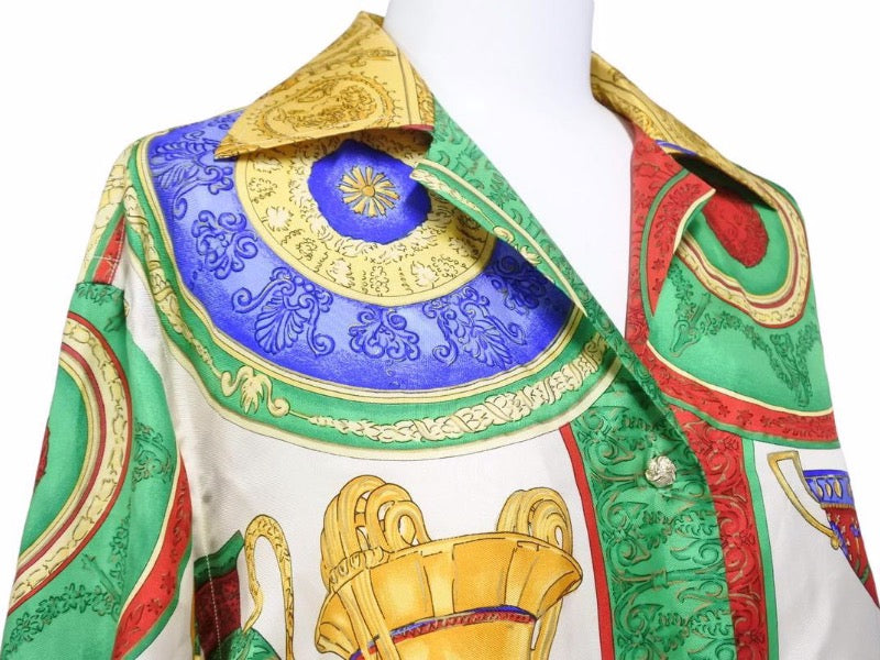 GIANNI VERSACE ジャンニ ヴェルサーチ ヴィンテージ シルク 長袖シャツ マルチカラー タグ無し 良好 7274 正規品 –  Casanova Vintage